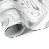 Liquid Silver Satin Marloing Effect Metallic Swirl Cadeaupapier (Rol Hoek)
