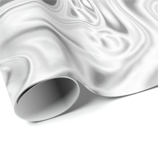 Liquid Silver Satin Marloing Effect Metallic Swirl Cadeaupapier (Rol Hoek)
