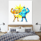 Liquid Strength – Funny Juice & Water Muscle Desig Canvas Afdruk (Insitu (Slaapkamer))