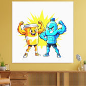 Liquid Strength – Funny Juice & Water Muscle Desig Canvas Afdruk (Insitu (Woonkamer))