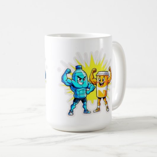 Liquid Strength – Funny Juice & Water Muscle Desig Koffiemok (Voorkant rechts)