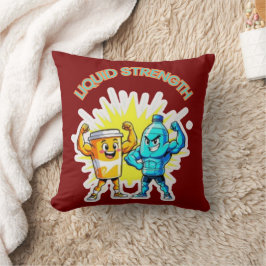 Liquid Strength – Funny Juice & Water Muscle Desig Kussen
