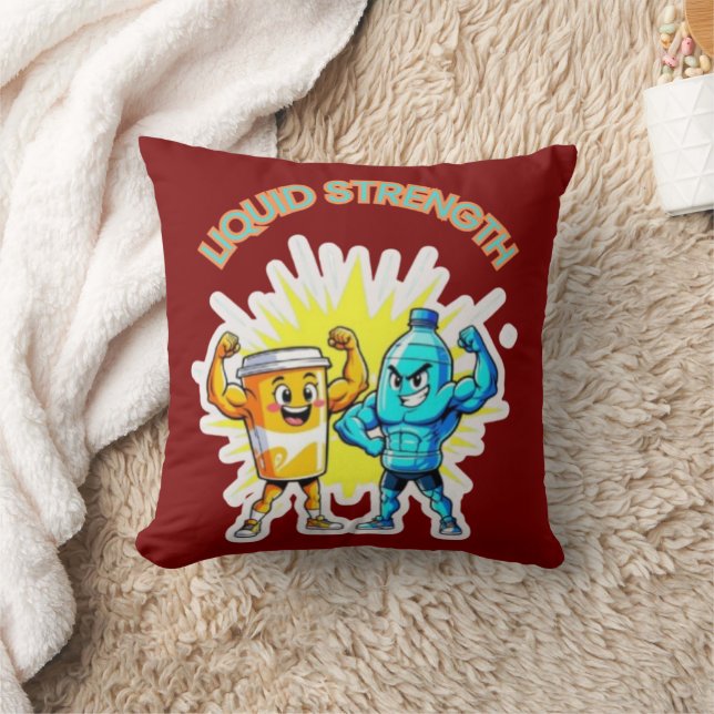 Liquid Strength – Funny Juice & Water Muscle Desig Kussen (Deken)