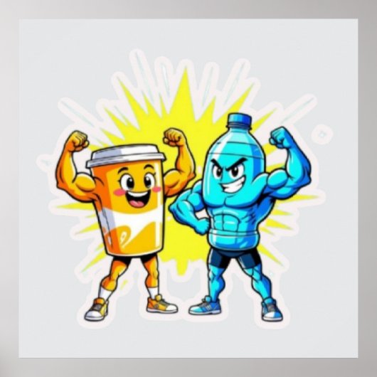 Liquid Strength – Funny Juice & Water Muscle Desig Poster (Voorkant)