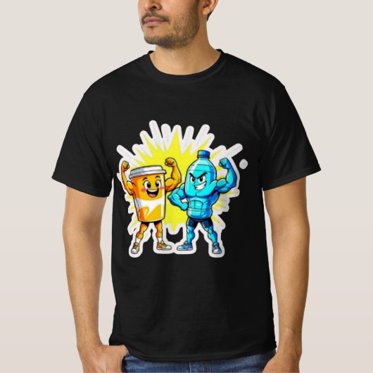 Liquid Strength – Funny Juice & Water Muscle Desig T-shirt (Voorkant)
