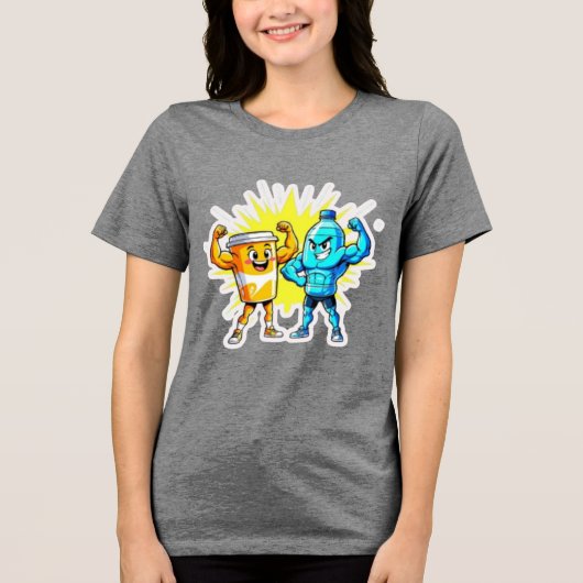 Liquid Strength – Funny Juice & Water Muscle Desig Tri-Blend Shirt (Voorkant)