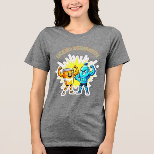 Liquid Strength – Funny Juice & Water Muscle Desig Tri-Blend Shirt (Voorkant)
