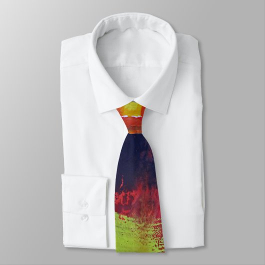 Liquid Sunshine rood geel blauw hete zon abstract Stropdas (Gebonden)