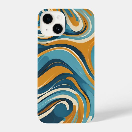 Liquid Swirl Ochre Blue Trippy Pattern iPhone Hoesje (Achterkant)