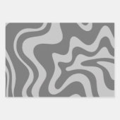 Liquid Swirl Retro Abstract Patroon Black en Grey Inpakpapier Vel (Voorkant 3)