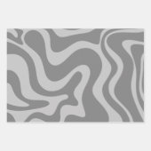 Liquid Swirl Retro Abstract Patroon Black en Grey Inpakpapier Vel (Voorkant 2)