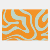 Liquid Swirl Retro Abstract Patroon Blauwgroen Sin Inpakpapier Vel (Voorkant 3)