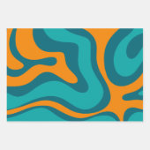 Liquid Swirl Retro Abstract Patroon Blauwgroen Sin Inpakpapier Vel (Voorkant)