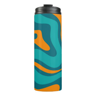 Liquid Swirl Retro Abstract Patroon Blauwgroen Sin Thermosbeker