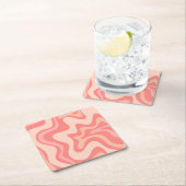 Liquid Swirl Retro Abstract Patroon Blush Roze Kartonnen Onderzetters (Insitu)