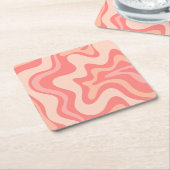 Liquid Swirl Retro Abstract Patroon Blush Roze Kartonnen Onderzetters (Schuin)