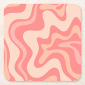 Liquid Swirl Retro Abstract Patroon Blush Roze Kartonnen Onderzetters (Voorkant)
