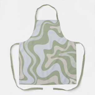 Liquid Swirl Retro Abstract Patroonplaat Groen Schort