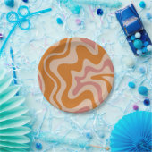 Liquid Swirl Retro Vibe Oranje en Dusky Pink Papieren Bordje (Feest)