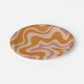 Liquid Swirl Retro Vibe Oranje en Dusky Pink Papieren Bordje (Gekanteld)