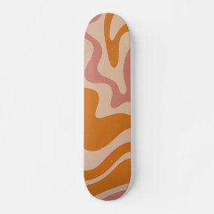 Liquid Swirl Retro Vibe Oranje en Dusky Pink Persoonlijk Skateboard
