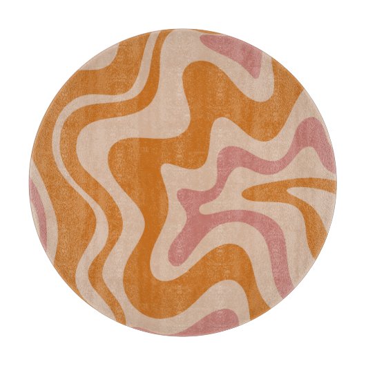 Liquid Swirl Retro Vibe Oranje en Dusky Pink Snijplank (Voorkant)