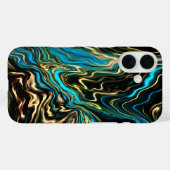 Liquid Swirls Black Turquoise Iphone Case (Achterkant (horizontaal))