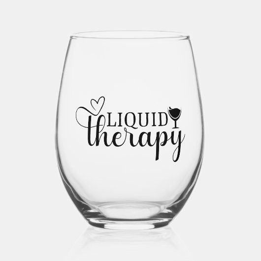 Liquid Therapy Funny Quote Wijnliefhebber Humor Wijnglas Zonder Voet (Voorkant)