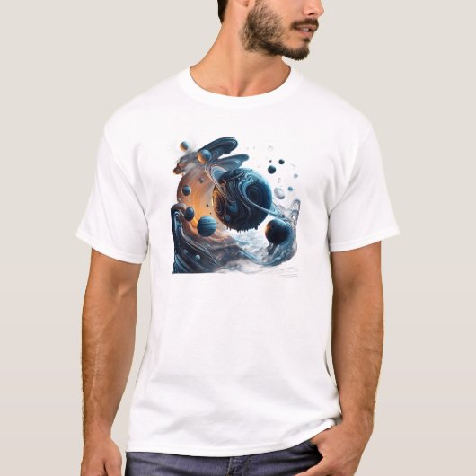 Liquid Universe Softstyle Unisex met ruimtethema T-shirt (Voorkant)