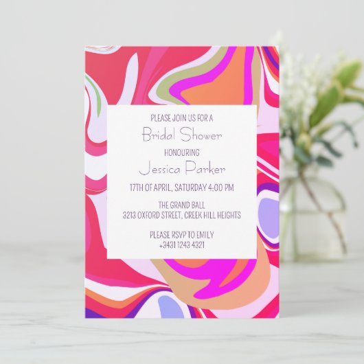 Liquid Vibrant Roze Helder Vrijgezellenfeest Kaart (Staand voorkant)