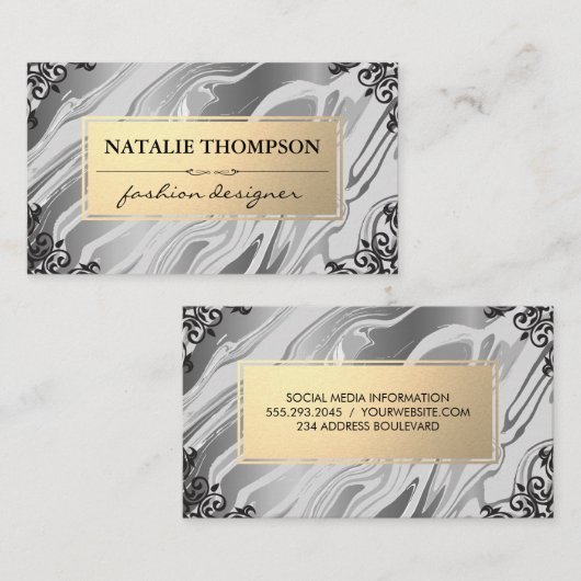 Liquide achtergrond | Goud en hoeken Visitekaartje (Voorkant / Achterkant)