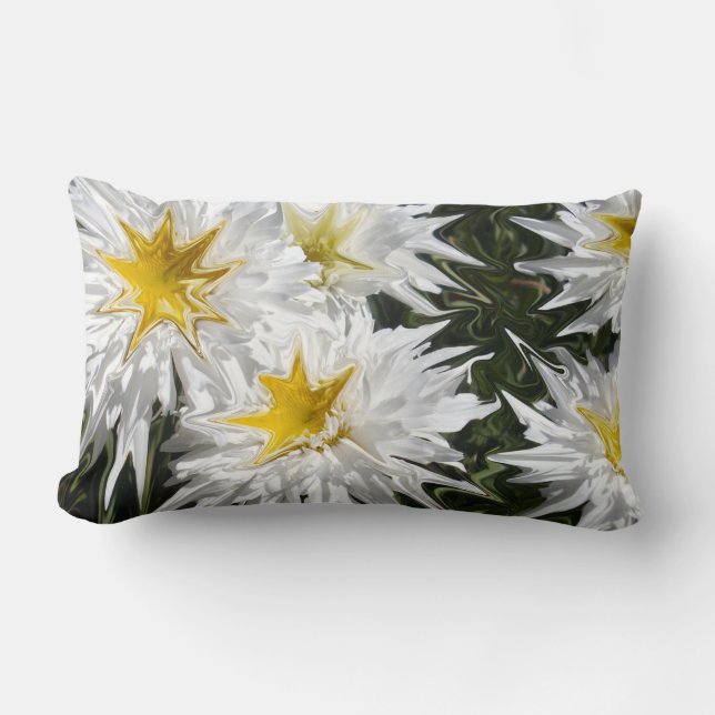 Liquidized White Daisies, Lumbar Cushion. Kussen (Voorkant)