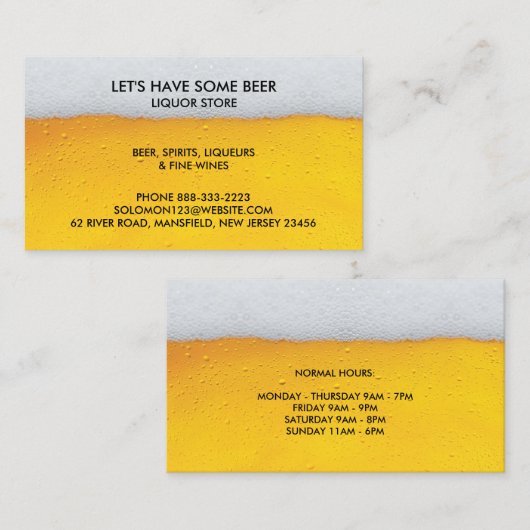 Liquor Bierwinkel Visitekaartje (Voorkant / Achterkant)