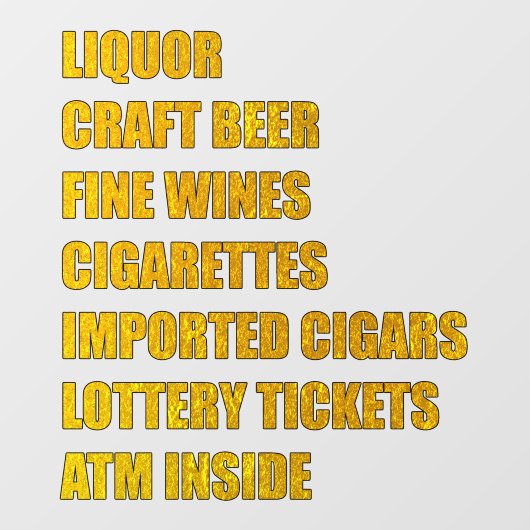 Liquor Craft Bier Fijne Wijnen Sigaren Lotto ATM e Raamsticker (Vel)