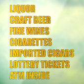 Liquor Craft Bier Fijne Wijnen Sigaren Lotto ATM e Raamsticker (Vel 3)