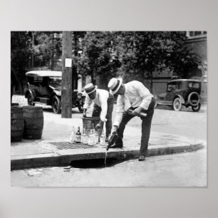 Liquor Down the Drain - Prohibition Era - 1921 Poster