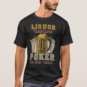 Liquor op de voorkant poker in de achterste gokken t-shirt