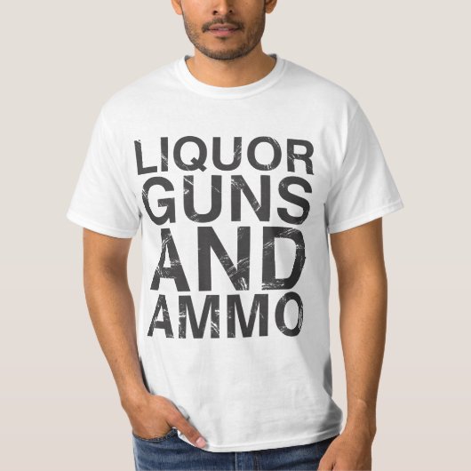 Liquor Pistolen & Ammo WHITE T-shirt (Voorkant)