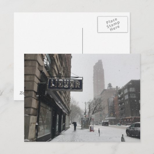 Liquor Store Columbus Avenue Winter Snowstorm NYC Briefkaart (Voorkant / Achterkant)