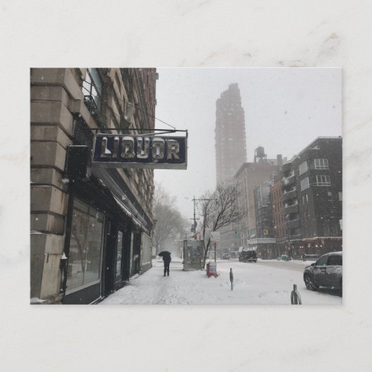 Liquor Store Columbus Avenue Winter Snowstorm NYC Briefkaart (Voorkant)