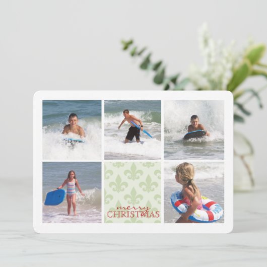 Lis Double Sided Multi Photo Card Feestdagenkaart (Staand voorkant)