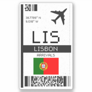 LIS Lisbon Boarding Pass - Portugal Reizen Sticker