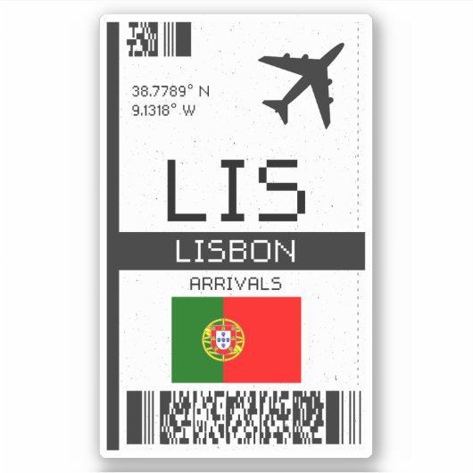 LIS Lisbon Boarding Pass - Portugal Reizen Sticker (Voorkant)