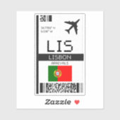 LIS Lisbon Boarding Pass - Portugal Reizen Sticker (Vel)
