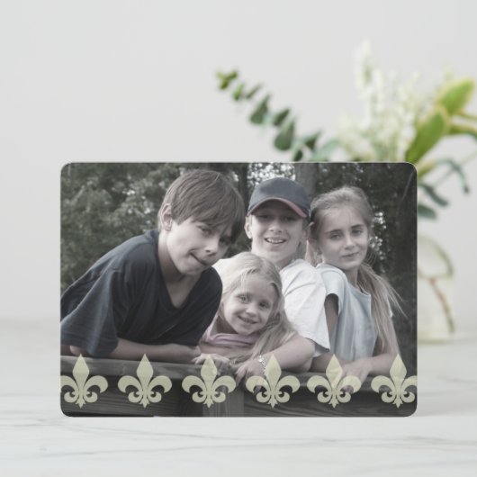 Lis Pattern Double Sided Photo Card Feestdagenkaart (Staand voorkant)