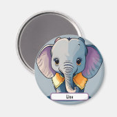 Lisa de Baby olifant, met aangepaste naadlijn. Magneet (Voorkant / Achterkant)