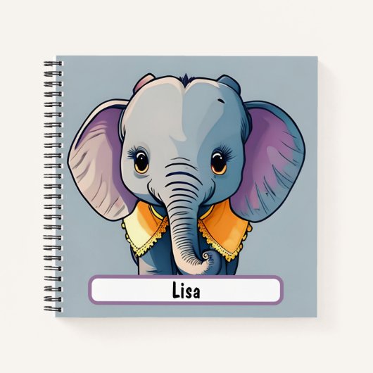 Lisa de Baby olifant, met aangepaste naadlijn. Notitieboek (Voorkant)