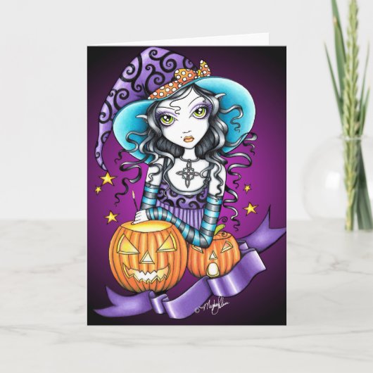 Lisa Gothic Halloween Witch Kaart (Voorkant)