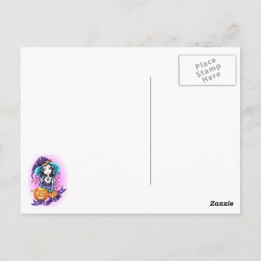 "Lisa" Halloween Pumpkin Witch Briefkaart (Achterkant)