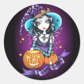 "Lisa" Halloween Pumpkin Witch Stickers (Voorkant)